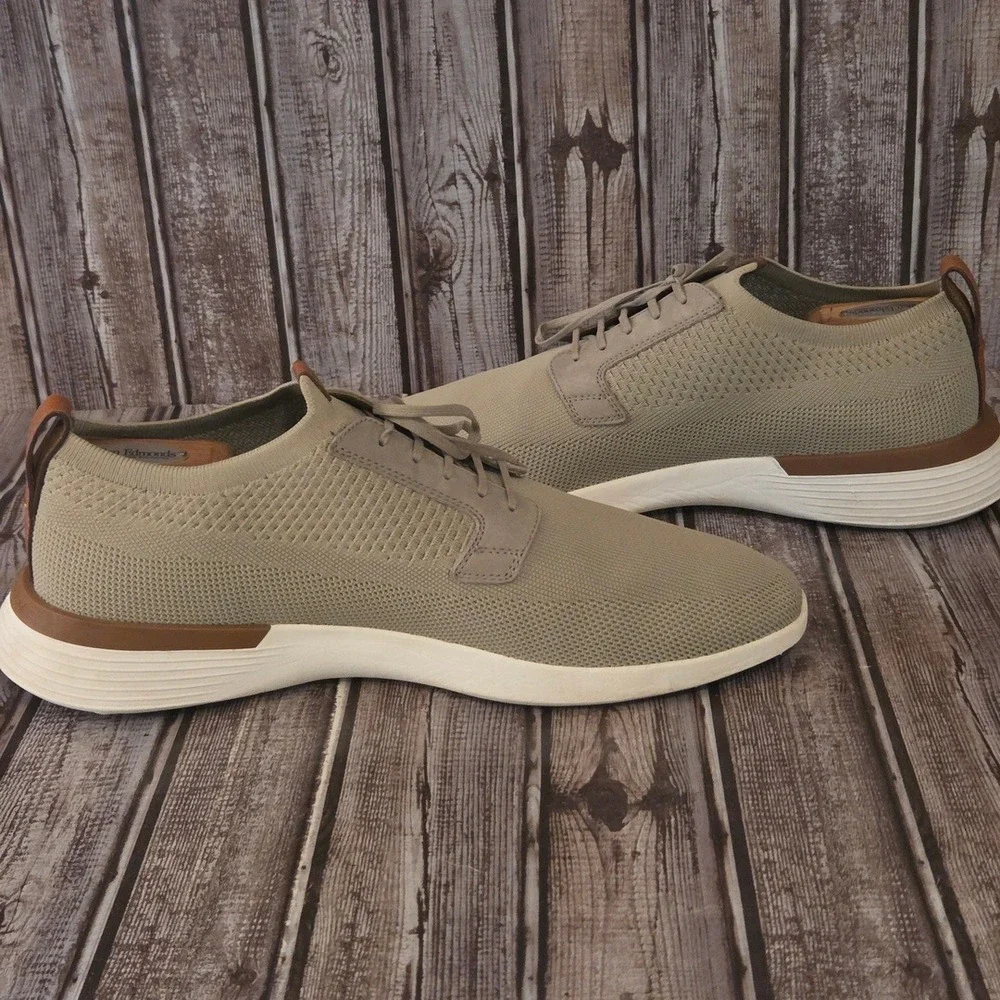 Sz 13 Mens Wolf & Shepherd SwiftKnit Derby Sand Knit Leather Casual Shoes VGUC